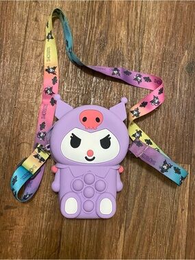 Sanrio Kuromi Girls Crossbody Silicone Purse Bag Lavender Purple Pop It Belly